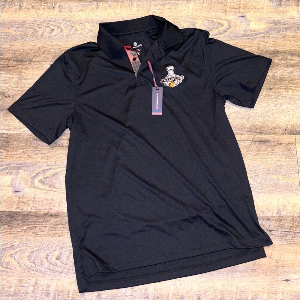 Polo Men Black Chicago Blackhawks Stanley Cup Champions 2015 NWT Medium